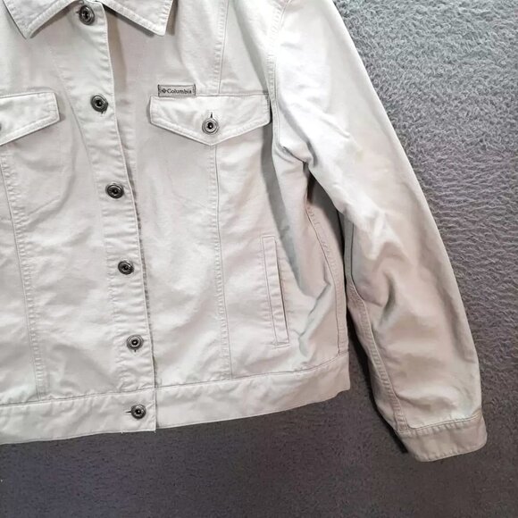 COLUMBIA Sportswear Co. Tough Mother Jeans Denim Jacket, Off-White, Sz XS - Picture 3 of 9